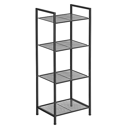 SONGMICS 4-Tier Storage Rack, Bathroom Shelf, Extendable Plant Stand with Adjustable Shelf, for Bathroom, Living Room, Balcony, Kitchen, Black UBSC034B01