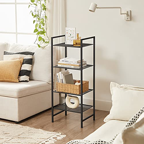 SONGMICS 4-Tier Storage Rack, Bathroom Shelf, Extendable Plant Stand with Adjustable Shelf, for Bathroom, Living Room, Balcony, Kitchen, Black UBSC034B01