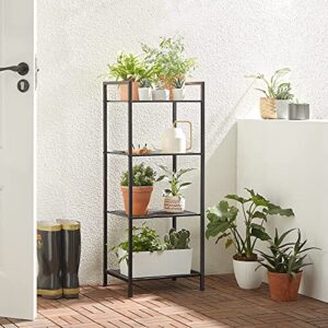 SONGMICS 4-Tier Storage Rack, Bathroom Shelf, Extendable Plant Stand with Adjustable Shelf, for Bathroom, Living Room, Balcony, Kitchen, Black UBSC034B01