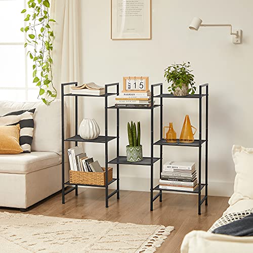 SONGMICS 4-Tier Storage Rack, Bathroom Shelf, Extendable Plant Stand with Adjustable Shelf, for Bathroom, Living Room, Balcony, Kitchen, Black UBSC034B01