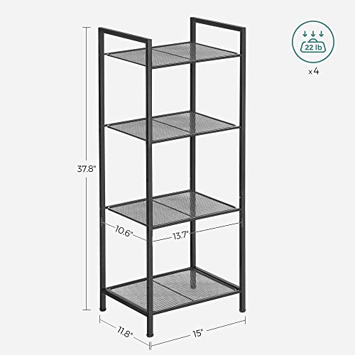 SONGMICS 4-Tier Storage Rack, Bathroom Shelf, Extendable Plant Stand with Adjustable Shelf, for Bathroom, Living Room, Balcony, Kitchen, Black UBSC034B01
