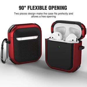 Winproo Armor Airpods 2nd & 1st Generation Case Cover with Keychain, Military Hard Shell Full-Body Shockproof Protective Case Skin for Airpods 2nd & 1st Gen [Charging LED Visible]