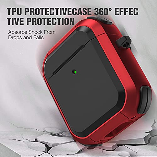 Winproo Armor Airpods 2nd & 1st Generation Case Cover with Keychain, Military Hard Shell Full-Body Shockproof Protective Case Skin for Airpods 2nd & 1st Gen [Charging LED Visible]