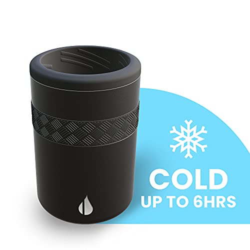 Elemental Stainless Steel Can Cooler, Triple Wall Insulated Beverage Insulator - Drink Sleeve for 12oz Regular Cans - Black