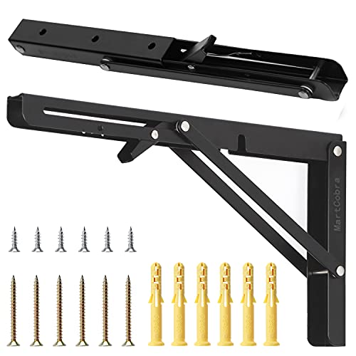 Folding Shelf Brackets Heavy Duty Floating Shelves Hardware x2, Floating Shelf Bracket 12 Inch, L Brackets for Shelves, Folding Table Hinge Folding Shelf Bracket Folding Table Bracket Folding Bracket