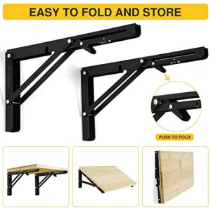 Folding Shelf Brackets Heavy Duty Floating Shelves Hardware x2, Floating Shelf Bracket 12 Inch, L Brackets for Shelves, Folding Table Hinge Folding Shelf Bracket Folding Table Bracket Folding Bracket