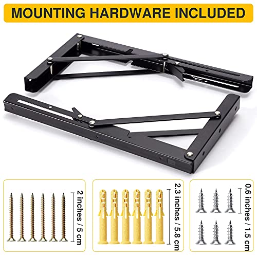 Folding Shelf Brackets Heavy Duty Floating Shelves Hardware x2, Floating Shelf Bracket 12 Inch, L Brackets for Shelves, Folding Table Hinge Folding Shelf Bracket Folding Table Bracket Folding Bracket