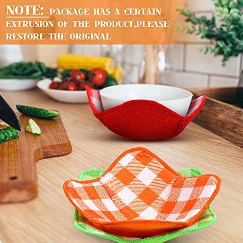 Hot Bowl Holder Microwave Safe Bowl Cozies Multipurpose Soup Bowl Holder Hot Heat Proof Plate Holder to Prevent Hand from Heat and Maintain Food Warm(Red, Blue, Green, Yellow, Black,5 Pieces)