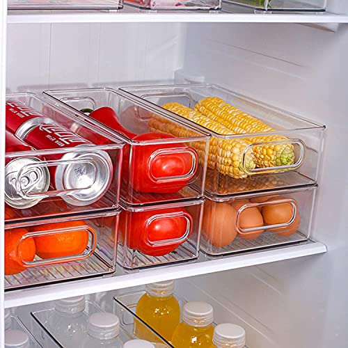 Refrigerator Organizer Bins, BS One Set of 6 Fridge Organizers and Storage Clear, Stackable Storage Bins for Kitchen, Bathroom, Bedroom, Cabinet, Countertops, Freezer and Pantry