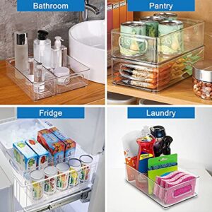 Refrigerator Organizer Bins, BS One Set of 6 Fridge Organizers and Storage Clear, Stackable Storage Bins for Kitchen, Bathroom, Bedroom, Cabinet, Countertops, Freezer and Pantry