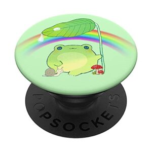 kawaii cute frog lover rainbow cottagecore aesthetic popsockets swappable popgrip