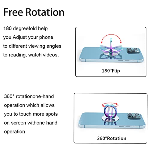 Vesmatity Colorful Cell Phone Ring Holder Stand 4 Pack Transparent Phone Ring Holder Clear Universal 360° Degree Rotation Finger Grip Ring Kickstand Compatible Various Mobile Phones or Phone case