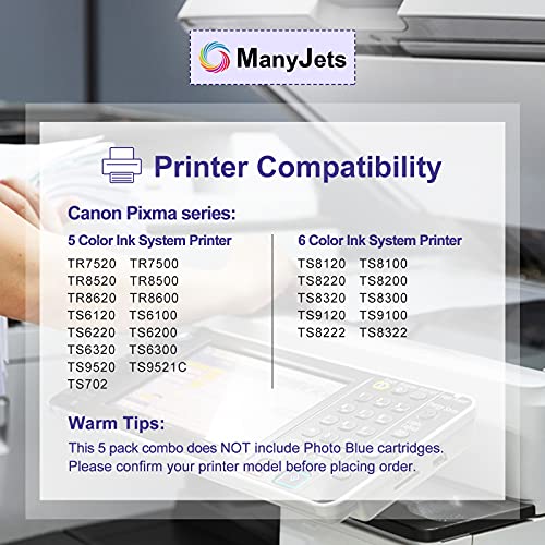 ManyJets 280 and 281 XXL Compatible Ink Cartridge Replacement for Canon 280 281 PGI-280XXL CLI-281XXL Work with Canon PIXMA TS9520 TS9521C TR7520 TR8520 TS6320 TS702 TS9120 TS8120 TS8220 (5-Pack)