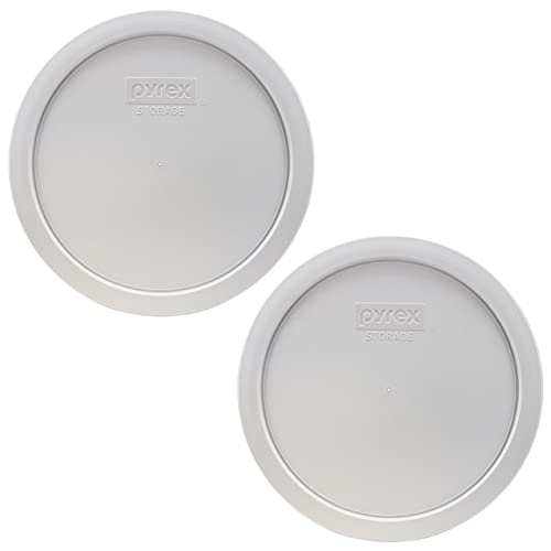 Pyrex 7402-PC Jet Gray Round Plastic Replacement Food Storage Lid, Made in USA - 2 Pack