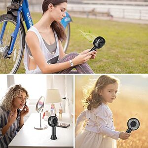 Aluan Handheld Fan Bundle, Pink Hand Held Fan & Black Mini Portable Fan for for Kids Girls Woman Man Home Office Outdoor Travel