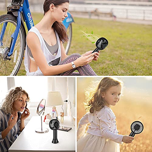 Aluan Handheld Fan Bundle, Pink Hand Held Fan & Black Mini Portable Fan for for Kids Girls Woman Man Home Office Outdoor Travel