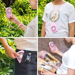 Aluan Handheld Fan Bundle, Pink Hand Held Fan & Black Mini Portable Fan for for Kids Girls Woman Man Home Office Outdoor Travel