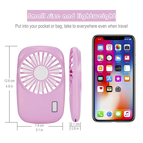 Aluan Handheld Fan Bundle, Pink Hand Held Fan & Black Mini Portable Fan for for Kids Girls Woman Man Home Office Outdoor Travel