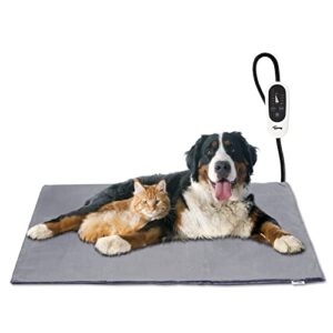 toozey pet heating pad, 6 adjustable temperature dog cat heating pad with timer, indoor pet heating pads for cats dogs with chew resistant cord, electric pads for dogs cats, pet heated mat