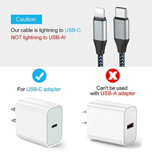 USB C to Lightning Cable, 10FT 2Pack 20W MFi Certified iPhone Fast Charger Sync Nylon Braided Type C Charging Cord Compatible with iPhone 14/14Plus/13/13Mini/13ProMax/12/12Pro Max/11/11Pro/XS