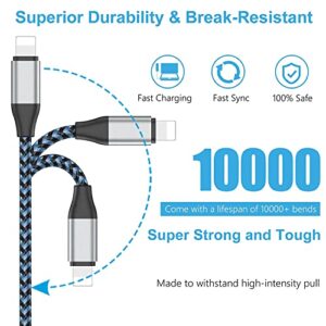 USB C to Lightning Cable, 10FT 2Pack 20W MFi Certified iPhone Fast Charger Sync Nylon Braided Type C Charging Cord Compatible with iPhone 14/14Plus/13/13Mini/13ProMax/12/12Pro Max/11/11Pro/XS