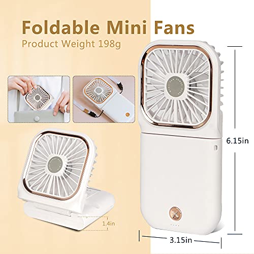 FADACHY Mini Handheld Fan Portable Charger Small Fan Breeze Quiet Power Rechargeable USB Fan for Travel Small Personal Fan, Outdoors, Hiking, Camping, white