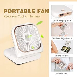 FADACHY Mini Handheld Fan Portable Charger Small Fan Breeze Quiet Power Rechargeable USB Fan for Travel Small Personal Fan, Outdoors, Hiking, Camping, white