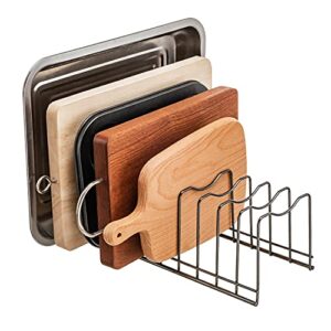 Y.Z.Bros Pot Lid Holder Organizer, Kitchen Countertop Storage Rack Cutting Boards, Bakeware, Pots & Pans, Serving Trays, Reusable Containers in Cabinet Pantry, Stainless Steel