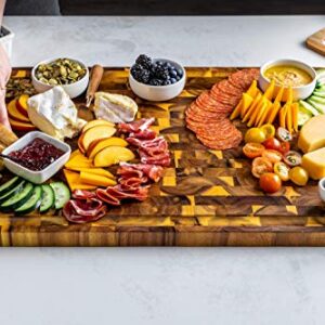 Lipper International 1260 Acacia Supreme End Grain Cutting and Carving Board with Juice Groove, 24" x 16" x 1"