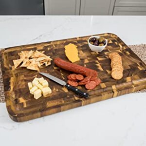 Lipper International 1260 Acacia Supreme End Grain Cutting and Carving Board with Juice Groove, 24" x 16" x 1"