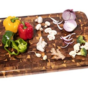 Lipper International 1260 Acacia Supreme End Grain Cutting and Carving Board with Juice Groove, 24" x 16" x 1"