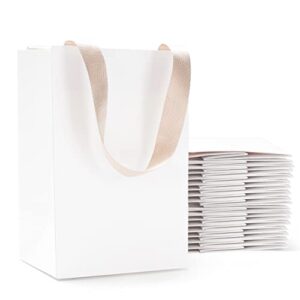 yaceyace white gift bags with handles, 20pcs 5.25"x3.75"x8" small white paper gift bags with handles bulk, white kraft paper bags white paper shopping bags with handles