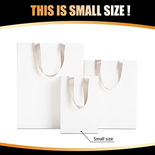 YACEYACE White Gift Bags with Handles, 20Pcs 5.25"x3.75"x8" Small White Paper Gift Bags with Handles Bulk, White Kraft Paper Bags White Paper Shopping Bags with Handles