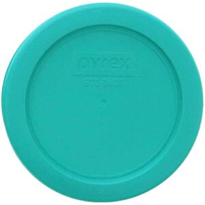 Pyrex 7202-PC Turquoise Round Plastic Food Storage Replacement Lid, Made in USA - 6 Pack