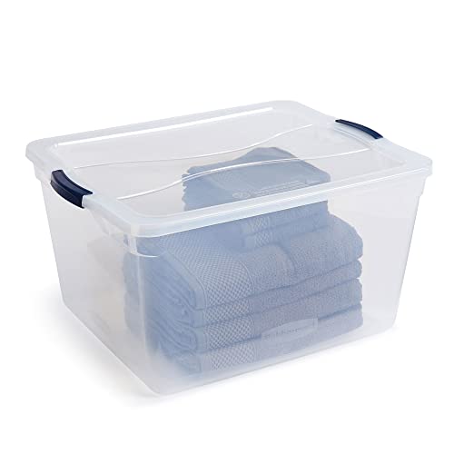 Rubbermaid Cleverstore Home/Office Organization 71 Quart Latching Plastic Storage Tote Container Box Bin with Lid, Clear (8 Pack)