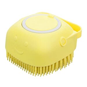 molain dog cat bath brush comb silicone rubber dog grooming brush silicone puppy massage brush hair fur grooming cleaning brush soft shampoo dispenser (yellow)