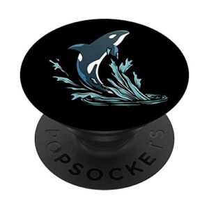 sea waves killer whale ocean animal lover aquarist gift orca popsockets popgrip: swappable grip for phones & tablets