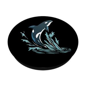 Sea Waves Killer Whale Ocean Animal Lover Aquarist Gift Orca PopSockets PopGrip: Swappable Grip for Phones & Tablets