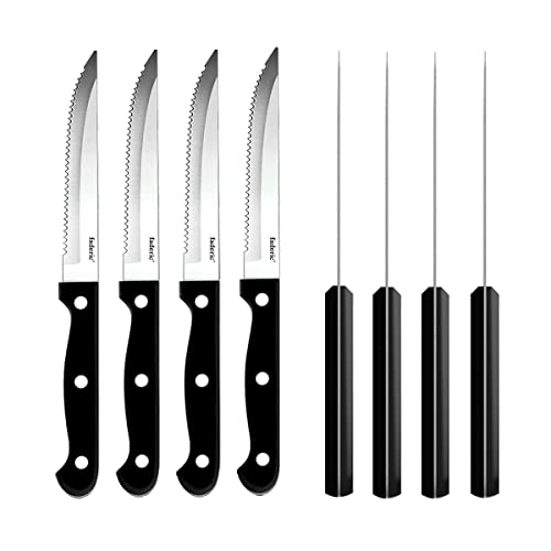 faderic Steak Knives Set of 8, Full-Tang Triple Rivet Stainless Steel Serrated Steak Knives, Black,4.5 In Sharp Blade, For Kitchen Restaurant Tableware Camping,Dishwasher Safe