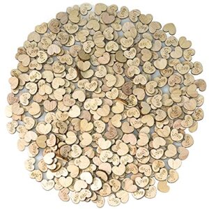 Lystaii 400pcs Rustic Wooden Love Heart Wedding Table Scatter Decoration Valentines’ Day Engraved Natural Wood Heart Table Confetti Children's DIY for Crafts Wedding Engagement Baby Shower Party