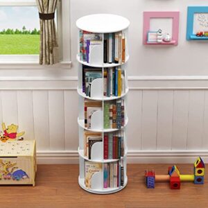 5 Tier 360° Rotating Stackable Shelves Bookshelf Organizer (White)