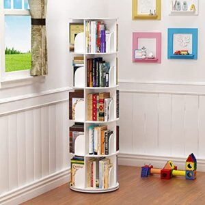 5 Tier 360° Rotating Stackable Shelves Bookshelf Organizer (White)