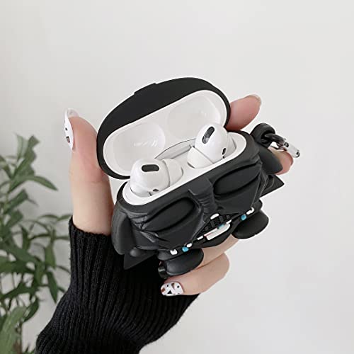 Awin Case for Airpods Pro Case,3D Cute Cartoon Anime Airpod Pro Case,3D Kawaii Unique Cool Character Fashion Keychain Kits Kids Teens Boys Men Soft case for Airpods Pro 2019 Case (New Black Man)