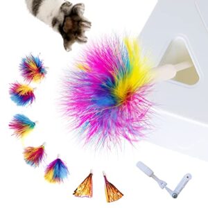 migipaws upgrade rainbow feather replacement for cat magic box, 6pcs rainbow feather + 2pcs free mylar refills