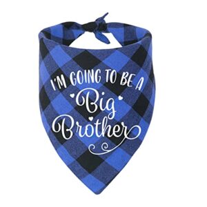 nc yhtwin i'm going to be a big brother dog bandanas, pet baby bulletin plaid dog scarf, gender revealing photo props, pet dog photo props accessories