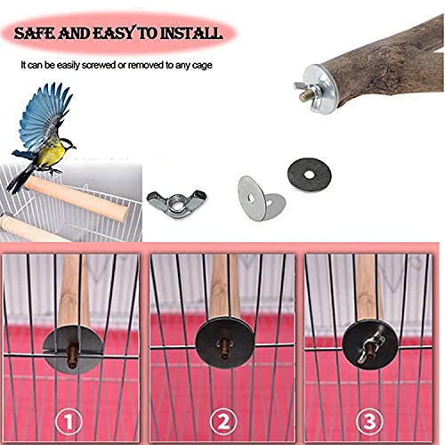 HUANMU 4 PCS Wood Bird Perch Stand , Natural Wood Parrot Perch , Parrot Cage Accessories Toys , Hanging Multi Branch Perch for Parrots.