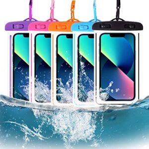 mserich universal waterproof case, waterproof phone pouch compatible for iphone 13 12 11 pro max xs max,galaxy s21 s20 s10 s9 note 10 9 pixel up to 7.8", ipx8 cellphone dry bag -5 pack