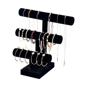byken jewelry detachable t bar bracelet display stand,bracelet organizer,bracelet holder,jewelry display stand, long necklace bangle scrunchie watch organizer (3 tier, black