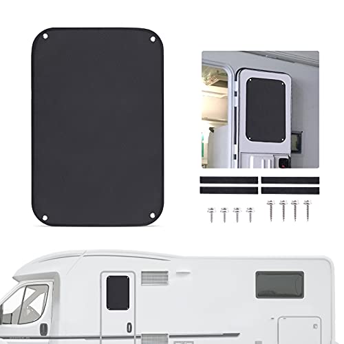 SnowyFox RV Door Window Shade, 25x14 Inch Slim Shade RV Door Window with Built-in Shade, Waterprooof RV Window coverings for Motorhome Travel Trailer Sun Shade Accessories(Black)