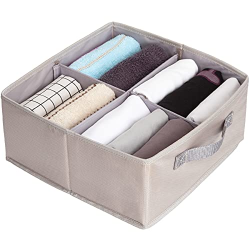 Drawer Organizer, TopMade Foldable Underwear Drawer Organization Clothes Drawer Dividers Desk Closet Organizer Dresser Fabric Bin Shelves Storage Baskets Box for Bra Sock Ties, 4 Cell Drawer Organizer